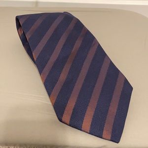 Men’s Etro Orange/Navy Stripe Silk Tie